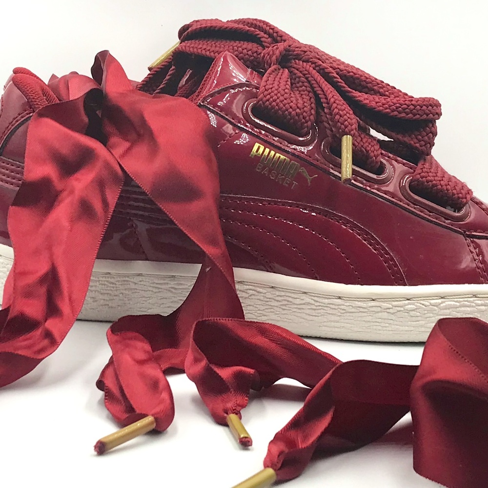 NWOT Puma Women’s Deep Red/Burgundy Basketball Runners, Extra Wide Satin Laces